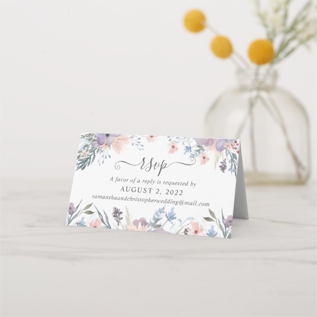 Carte De Placement Budget Mariage RSVP Registre Floral Cut-Apart (Devant)