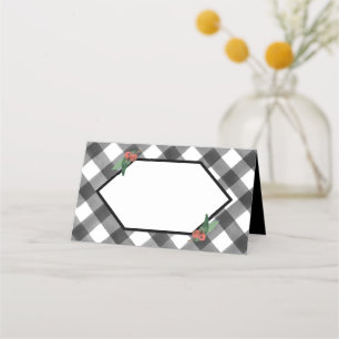 Carte De Placement Buffalo Check Plaid Black & White Fold Mariage