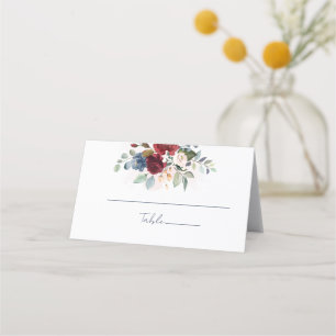 Carte De Placement Burgundy Floral Aquarelle Réception de mariage