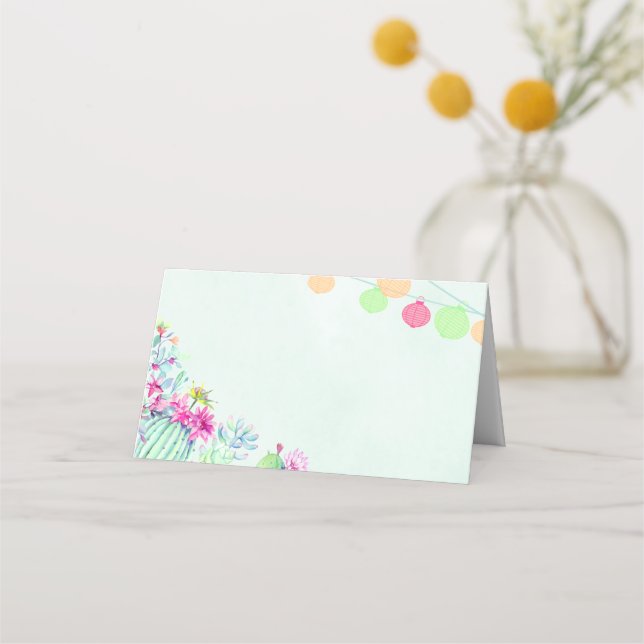 Carte De Placement Cactus Lantern Fiesta Succulents Mariage (Devant)