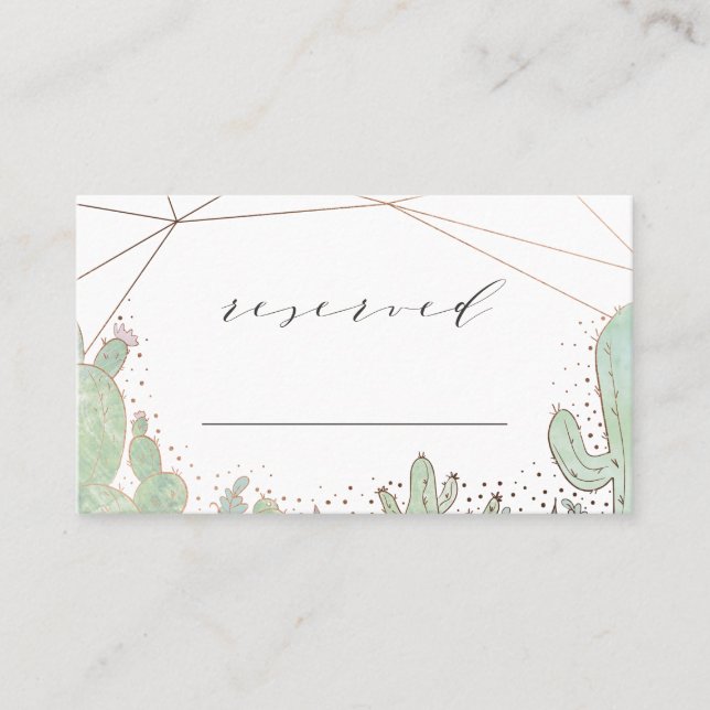 Carte De Placement Cactus & Succulents Geo Réservé Mariage de siège (Devant)