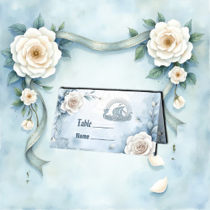 Carte De Placement Cadre floral avec Rose et design celtique.