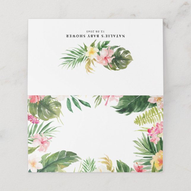 Carte De Placement Cadre floral tropical aquarelle personnalisé (Extérieur déplié)