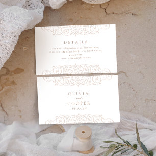 Carte De Placement Cadre Orné Vintage en Ivoire Détails de Mariage