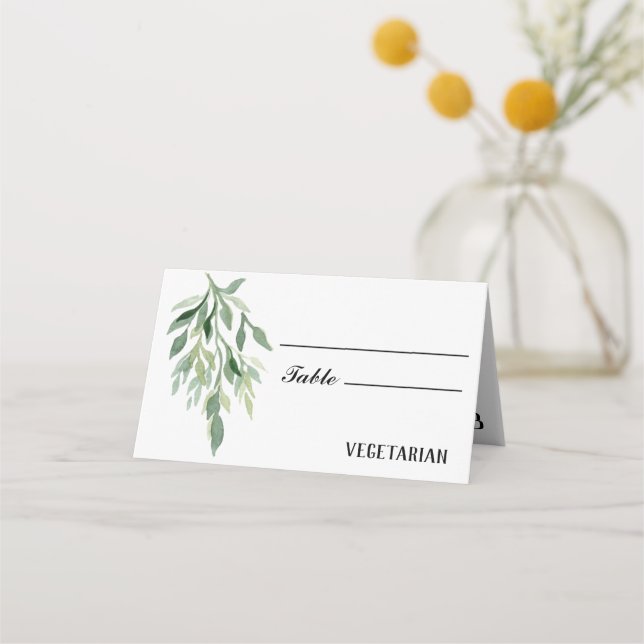 Carte De Placement Calligraphie Eucalyptus Mariage Meal Choix (Devant)