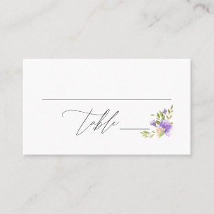 Carte De Placement Calligraphie florale d'aquarelle pourpre double