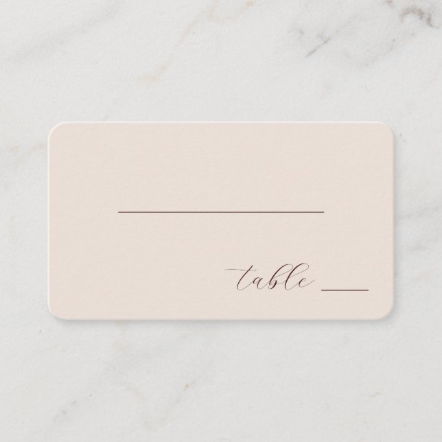 Carte De Placement Calligraphie Marron Élégante (Devant)