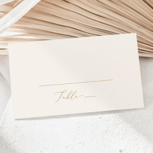 Carte De Placement Calligraphie Or Délicate Mariage plat crème