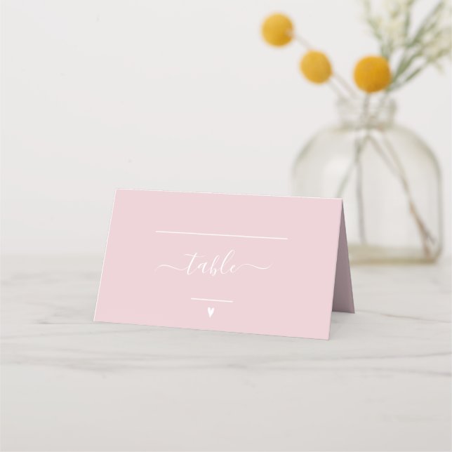 Carte De Placement Calligraphie simple et élégante Mariage rose pâle (Devant)