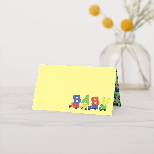 Carte De Placement Camion de Baby shower de camion de construction ga (Devant)