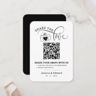 Carte De Placement Capturez L'Amour Qr Code Black Chic Mariage modern