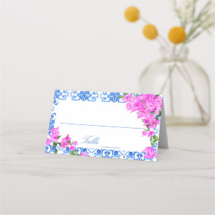 Carte De Placement Carreaux bleus Bougainvillea thème Méditerranéen