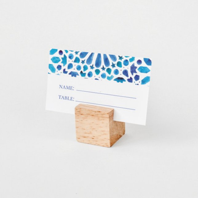 Carte De Placement Carrelage Méditerranéen Bleu Aquarelle Mariage (Créateur téléchargé)