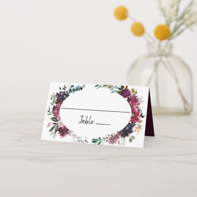 Carte De Placement Carte Burgundy Spring et Floral Mariage Place (Devant)