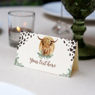 Carte De Placement Carte de la tente de nourriture Highland Cow