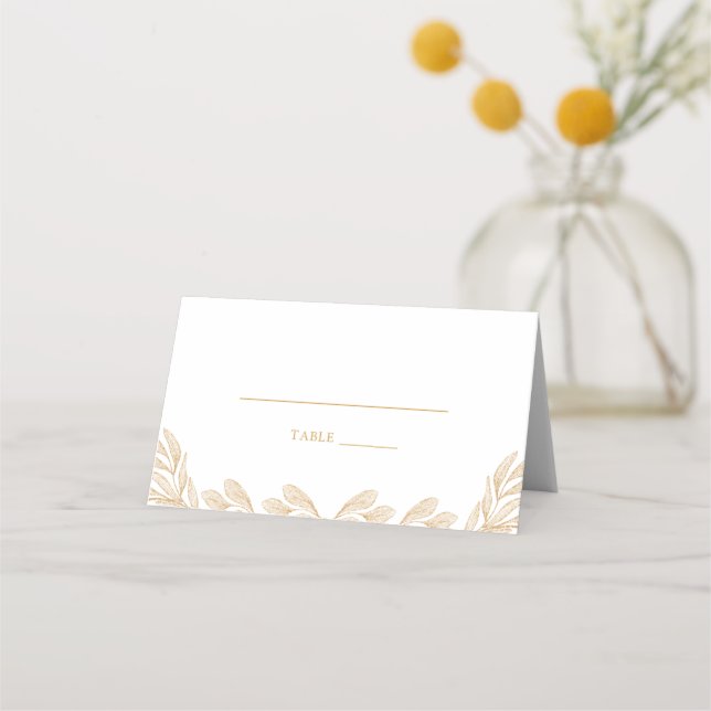 Carte De Placement Carte de lieu de mariage Gold Leaf (Devant)