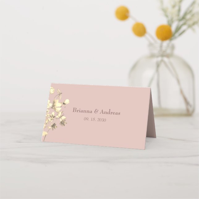 Carte De Placement Carte de Mariage Blush Floral Gold (Dos)