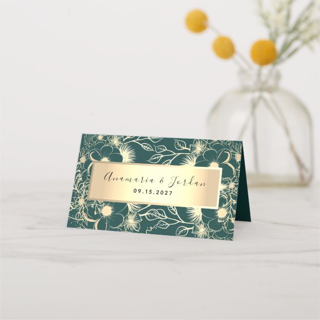 Carte De Placement Carte de Mariage Emerald Green (Dos)