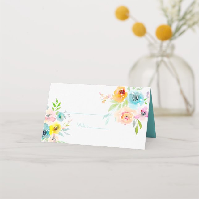 Carte De Placement Carte de mariage PixDezines aquarelle florale de p (Devant)