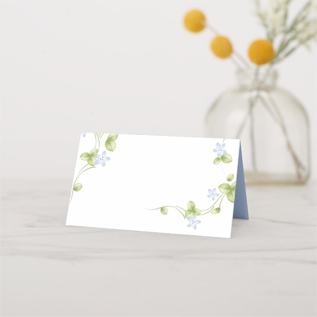 Carte De Placement Carte de Mariage pliée Blue Floral Vines (Devant)