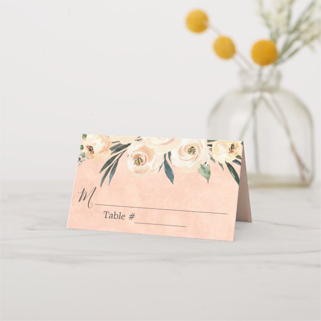 Carte De Placement Carte de Mariage rose beige floral (Devant)