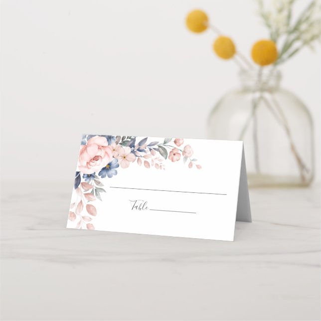 Carte De Placement Carte de Mariage rose floral (Devant)