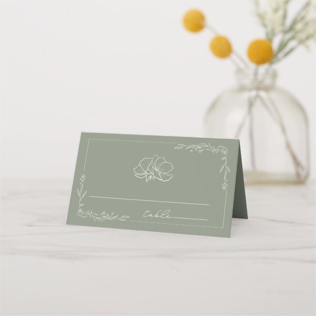 Carte De Placement Carte de Mariage Rustique Floral Sage Green (Devant)