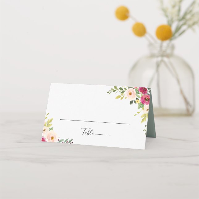 Carte De Placement Carte de Mariage vert rose vif (Devant)
