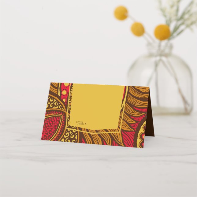 Carte De Placement Carte de place Ankara Red Gold Floral (Devant)