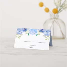 Carte De Placement Carte de place élégante à fleurs blanches bleues e