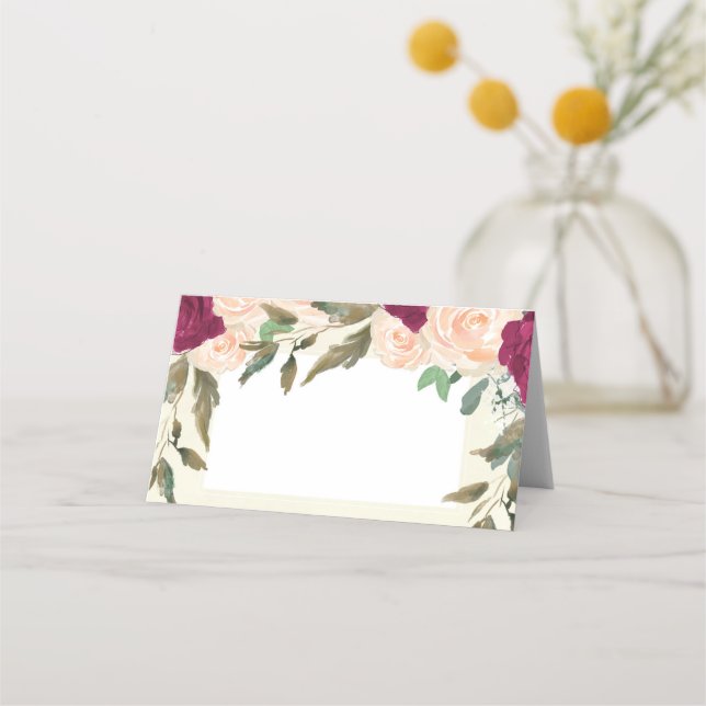 Carte De Placement Carte de place mariage d'ivoire fleuri de pêche de (Devant)