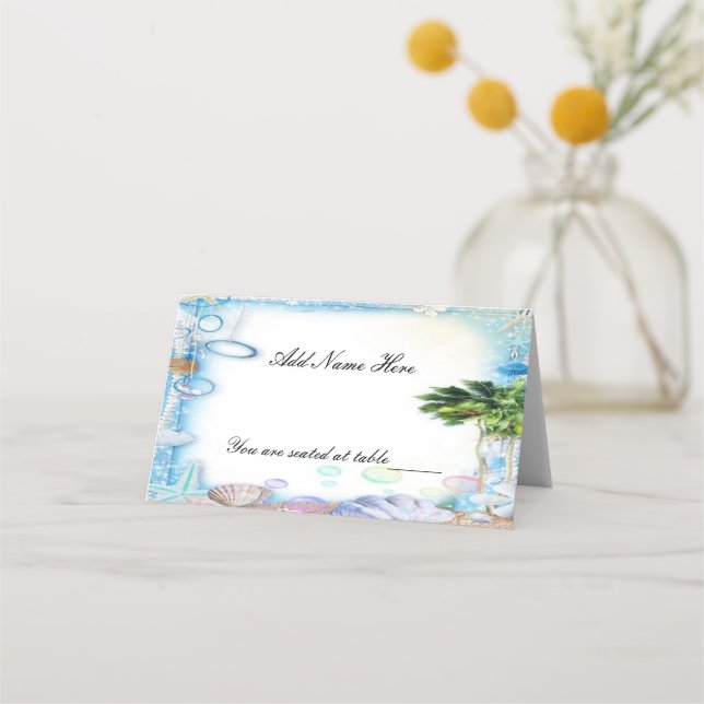 Carte De Placement Carte de place Mariage Tropical Beach Seashell (Devant)