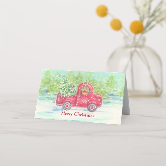 Carte De Placement Carte de place pliée du Camion rouge de Noël (Devant)