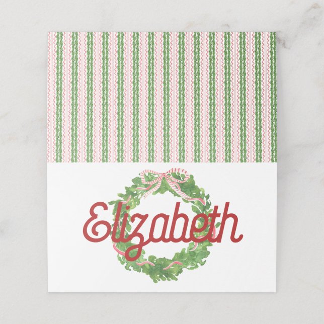 Carte De Placement Carte de place pliée en ruban rouge (Extérieur déplié)