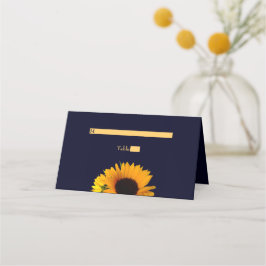 Carte De Placement Carte de place pliée Mariage de tournesol (bleu ma