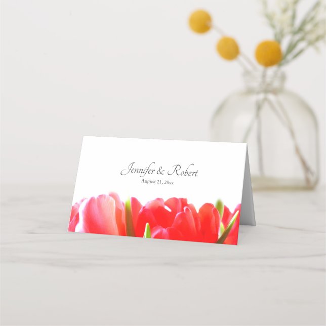 Carte De Placement Carte de place pliée Mariage de Tulipes rouges (Dos)