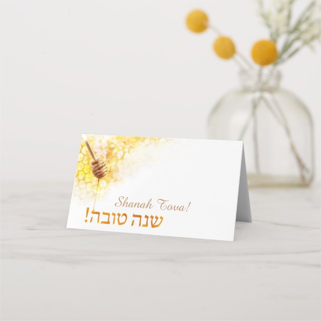 Carte De Placement Carte de place pliée pour Rosh HaShanah's - Miel (Devant)