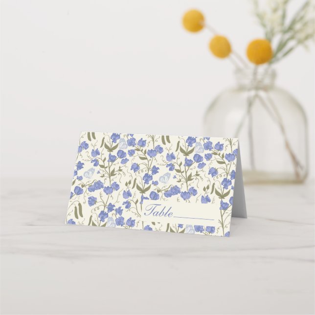Carte De Placement Carte de place Sweet Pea Blue Flowers (Devant)