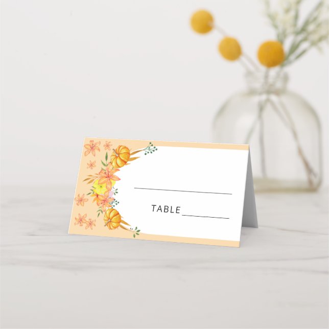Carte De Placement Carte de table d'arche de citrouille orange aquare (Devant)