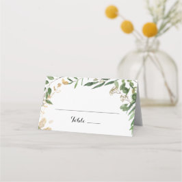 Carte De Placement Carte de table de mariage à feuillage vert or trop