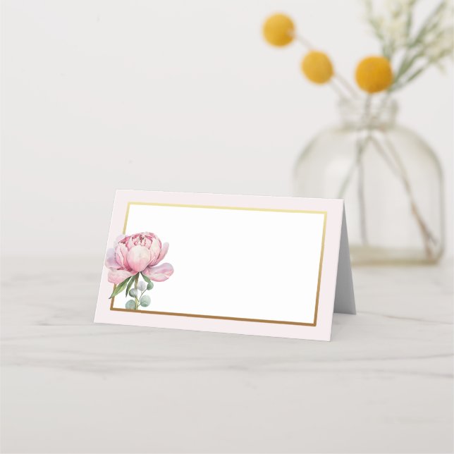 Carte De Placement Carte de table vierge florale aquarelle élégante – (Devant)