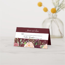 Carte De Placement Carte d'emplacement florale de l'aquarelle rose bo