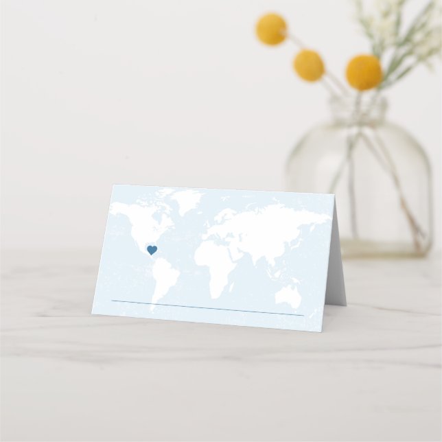 Carte De Placement Carte du monde et timbres de passeport personnalis (Devant)