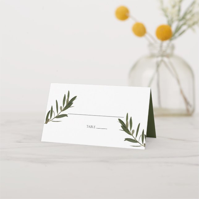 Carte De Placement Carte Feuille verte Mariage d'olive (Devant)