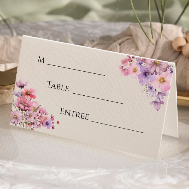 Carte De Placement Carte Fleur sauvage moderne Beige Mariage Place Ca (Créateur téléchargé)