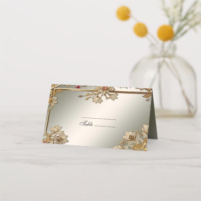 Carte De Placement Carte Gold Ornate Floral Frame Place (Devant)