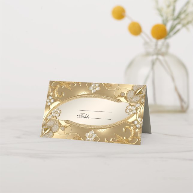 Carte De Placement Carte Gold Ornate Floral Place (Devant)