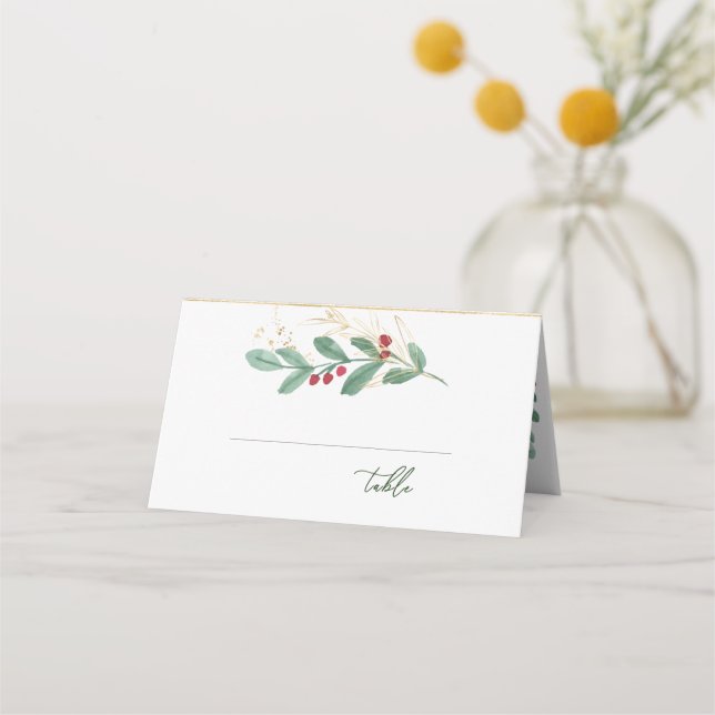 Carte De Placement Carte Green Foliage Red Berry Place (Devant)