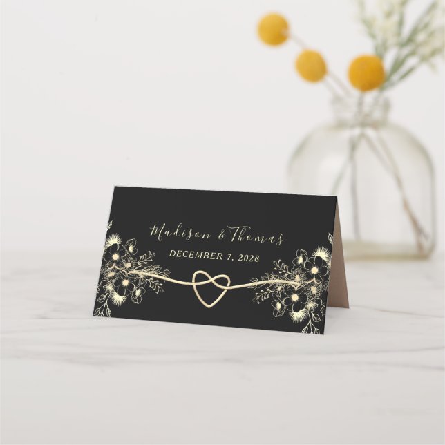 Carte De Placement Carte Mariage Black Gold (Dos)
