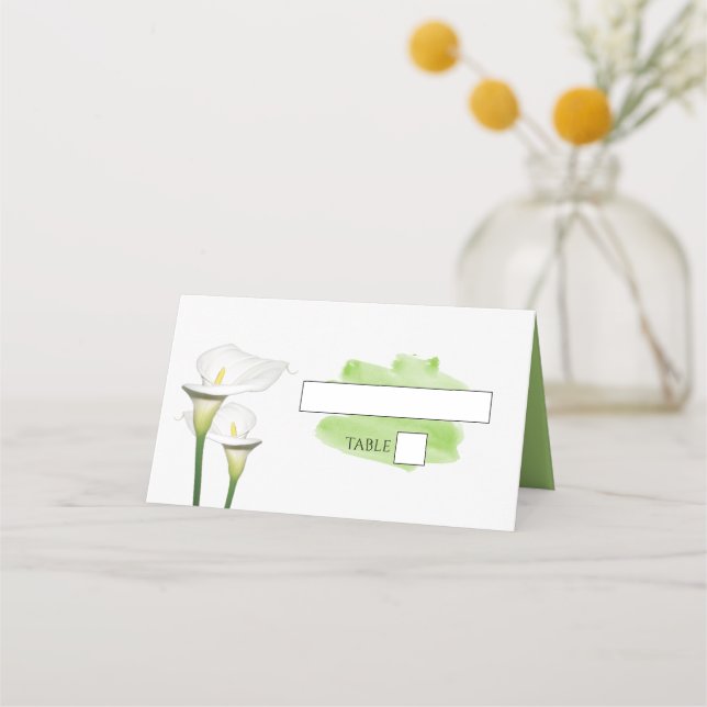 Carte De Placement Carte Mariage blanche Calla Lilies Aquarelle (Devant)